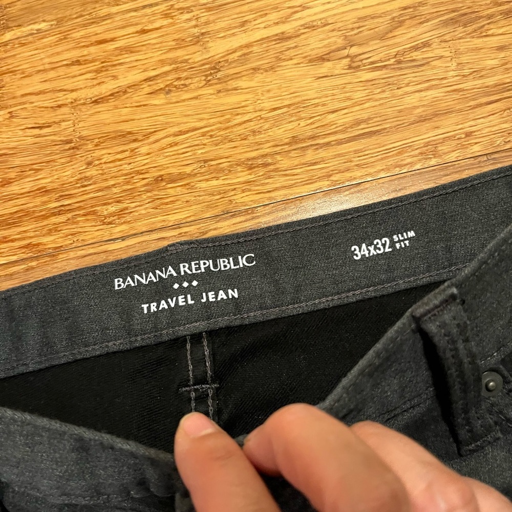 Banana Republic Men's Charcoal Gray Slim Travel Jean. Size 34 Waist X 32 Length - Picture 11 of 16